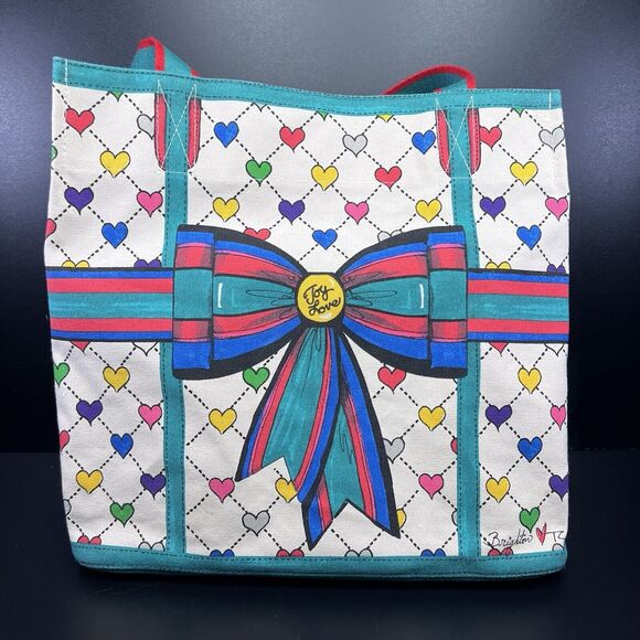 Brighton Love Joy Canvas Heart  Large Tote Bag With Handles Joy Heart Theme - Picture 3 of 15